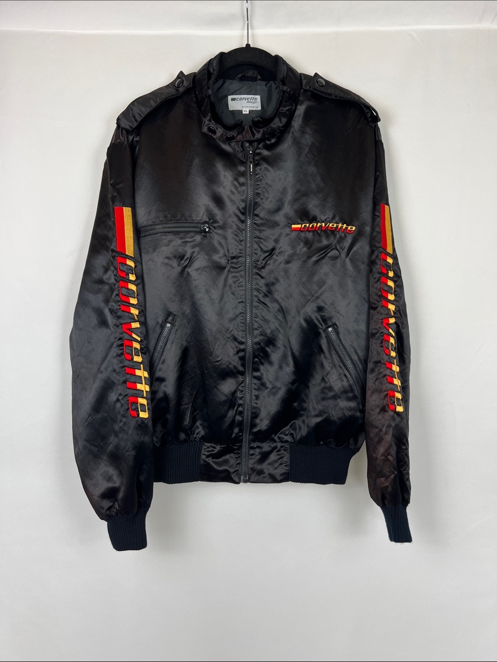 Corvette Black Racing Bomber Jacket with Red & Yellow Accents